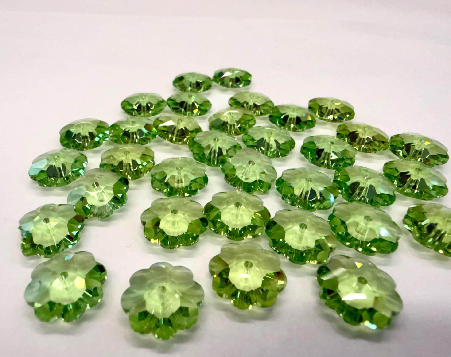 12mm Swarovski Peridot Flower Sew-on Crystal (2/4/12 Pieces)