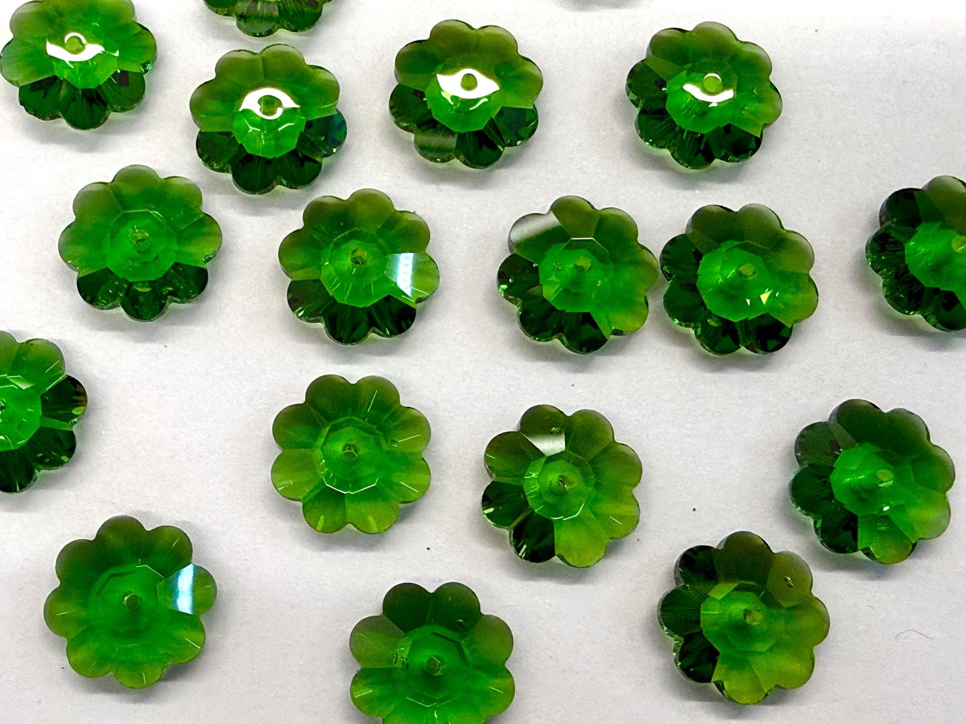 12mm Swarovski Light Emerald Flower Sew-on Crystal (2/4/12 Pieces)