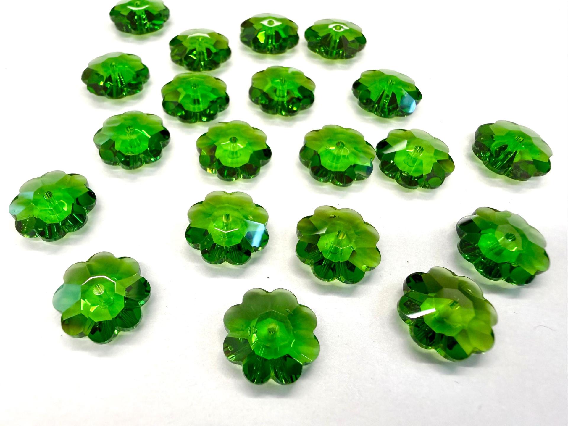 12mm Swarovski Light Emerald Flower Sew-on Crystal (2/4/12 Pieces)
