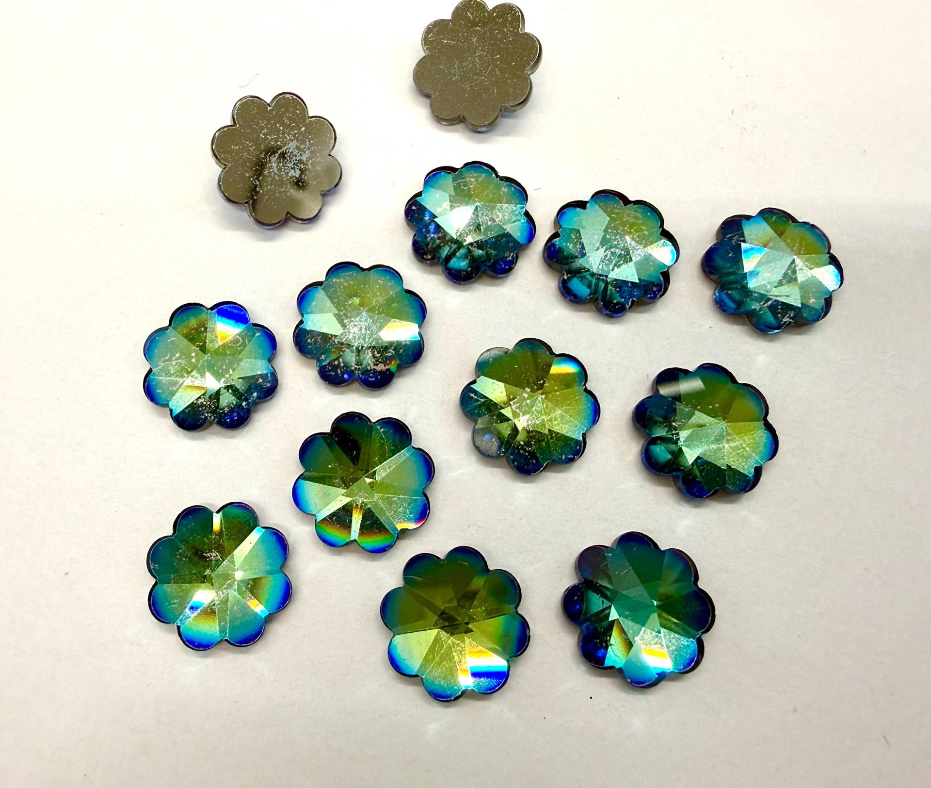 Vintage 14mm Swarovski Flower Rhinestones, Sahara, Foiled Flat Back