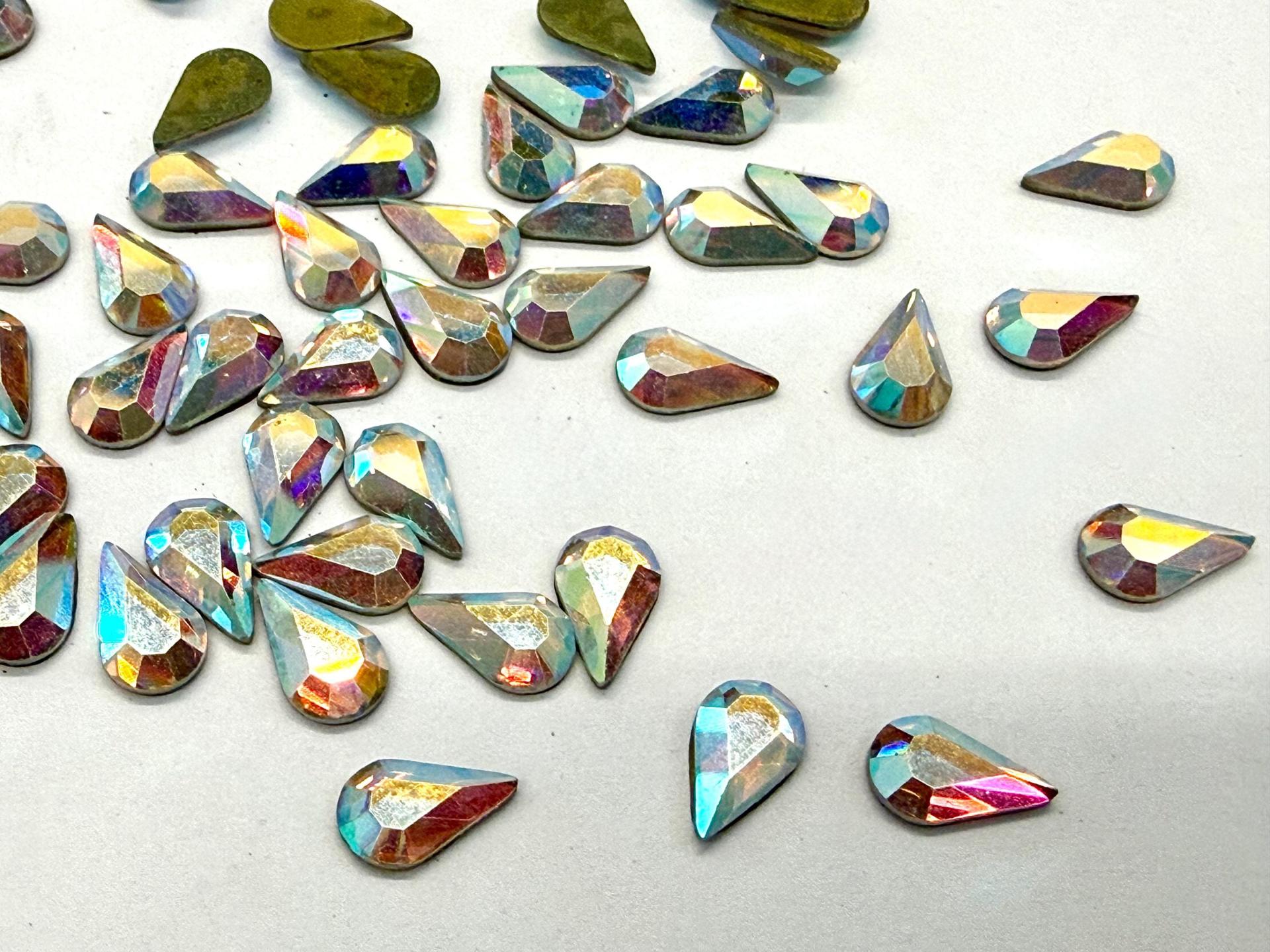 Preciosa 10x6 mm Crystal AB Vintage Pear Flat Back Foiled Cabochon old ornaments making