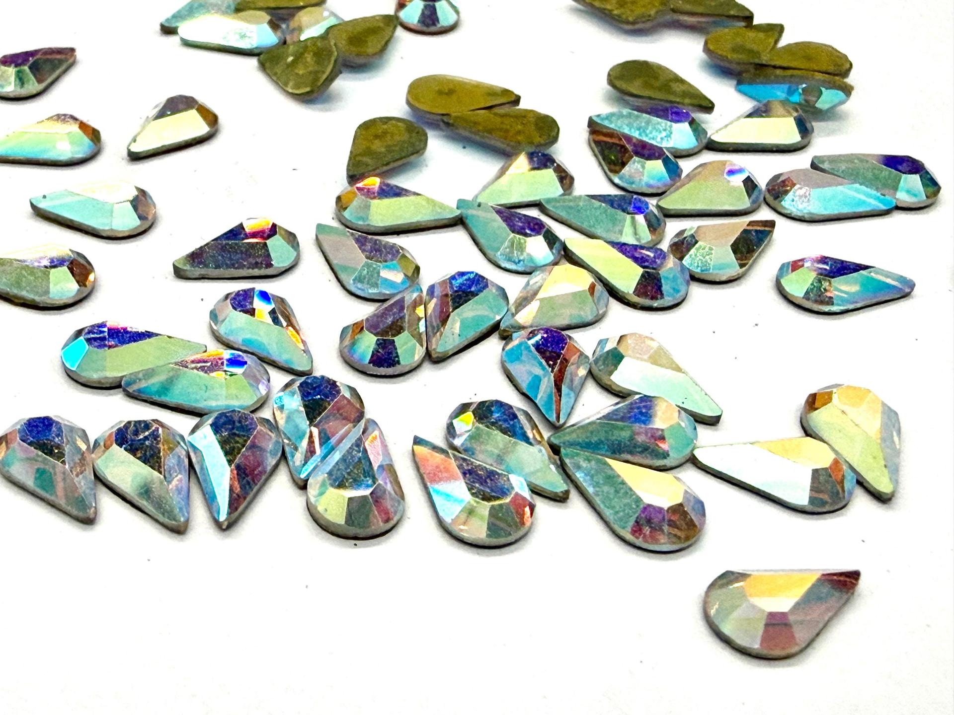 Preciosa 10x6 mm Crystal AB Vintage Pear Flat Back Foiled Cabochon old ornaments making