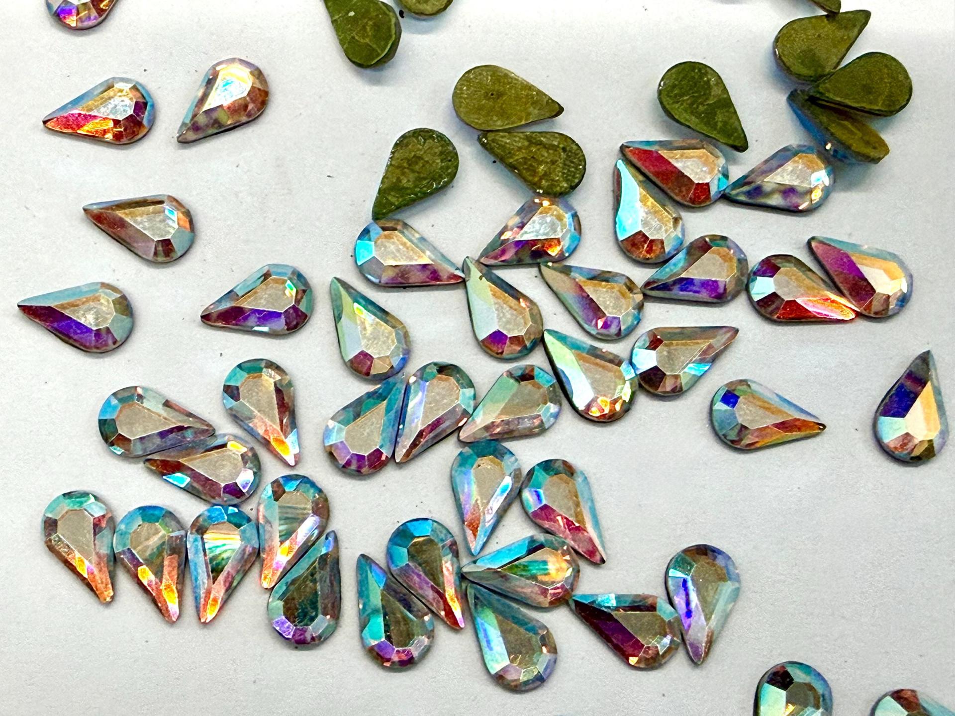 Preciosa 10x6 mm Crystal AB Vintage Pear Flat Back Foiled Cabochon old ornaments making