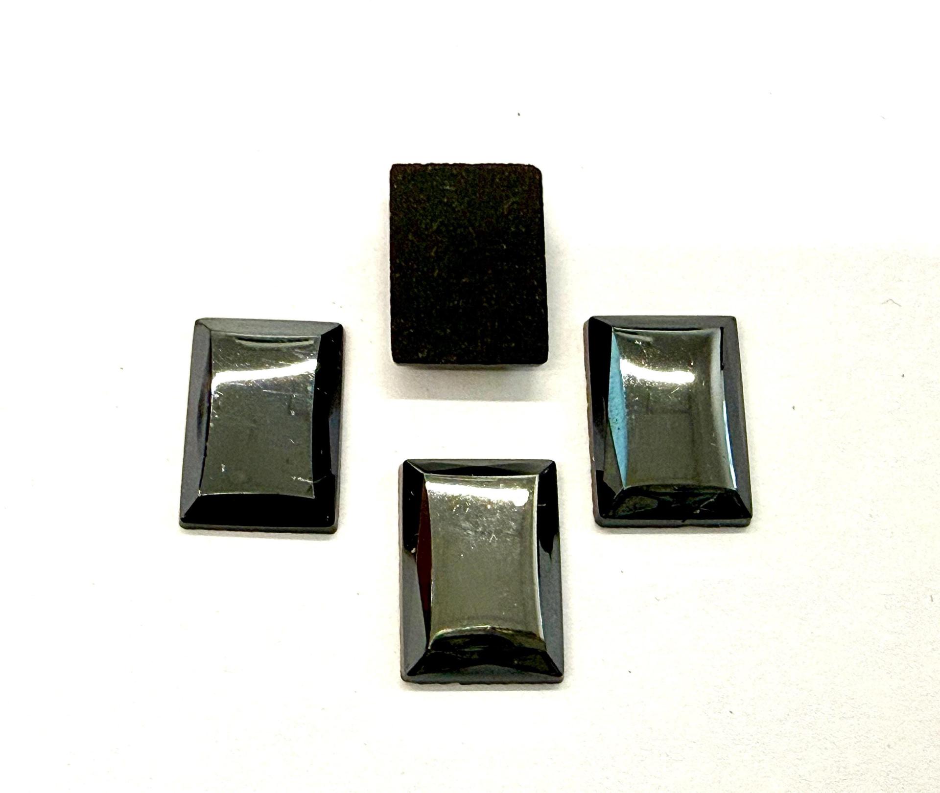 Vintage Czech Crystal Rectangle Stones, Faceted Dome Back (14x10 mm)