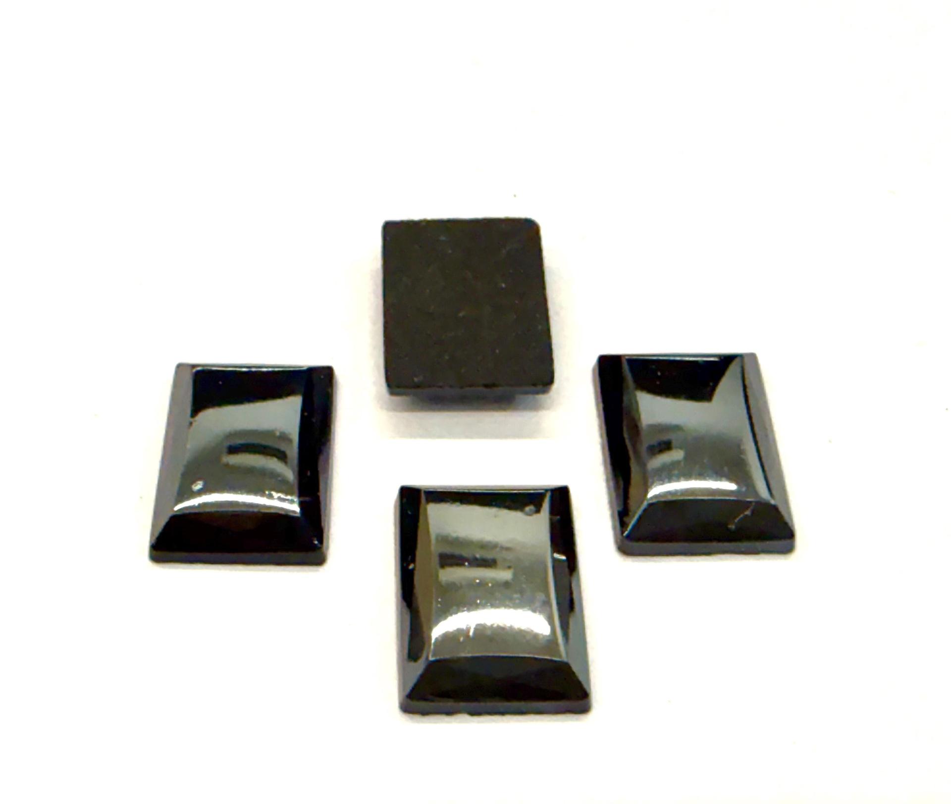 Vintage Czech Crystal Rectangle Stones, Faceted Dome Back (14x10 mm)