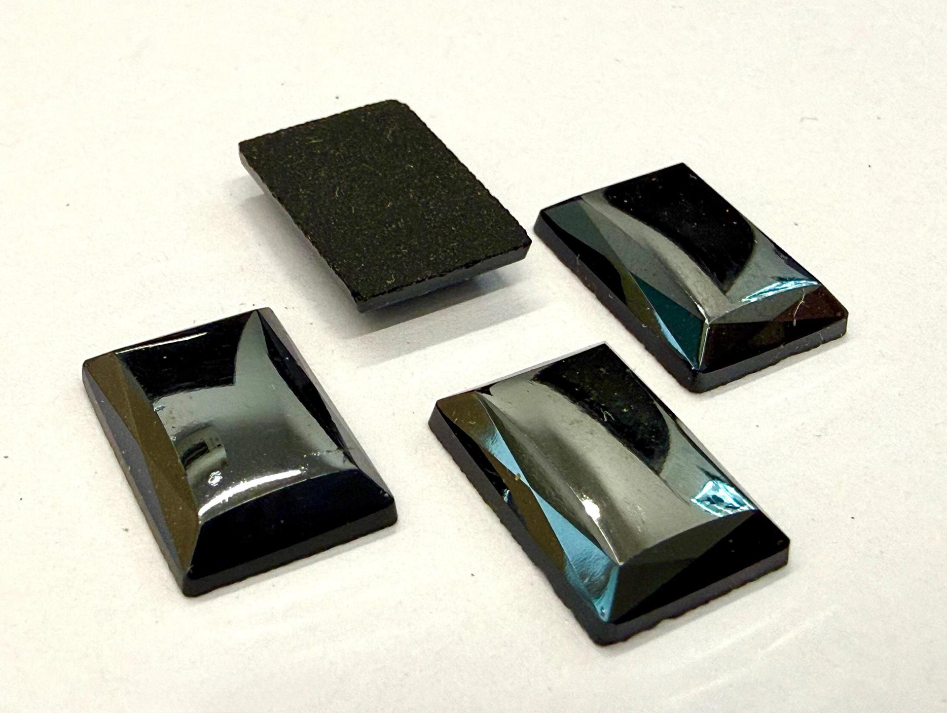 Vintage Czech Crystal Rectangle Stones, Faceted Dome Back (14x10 mm)