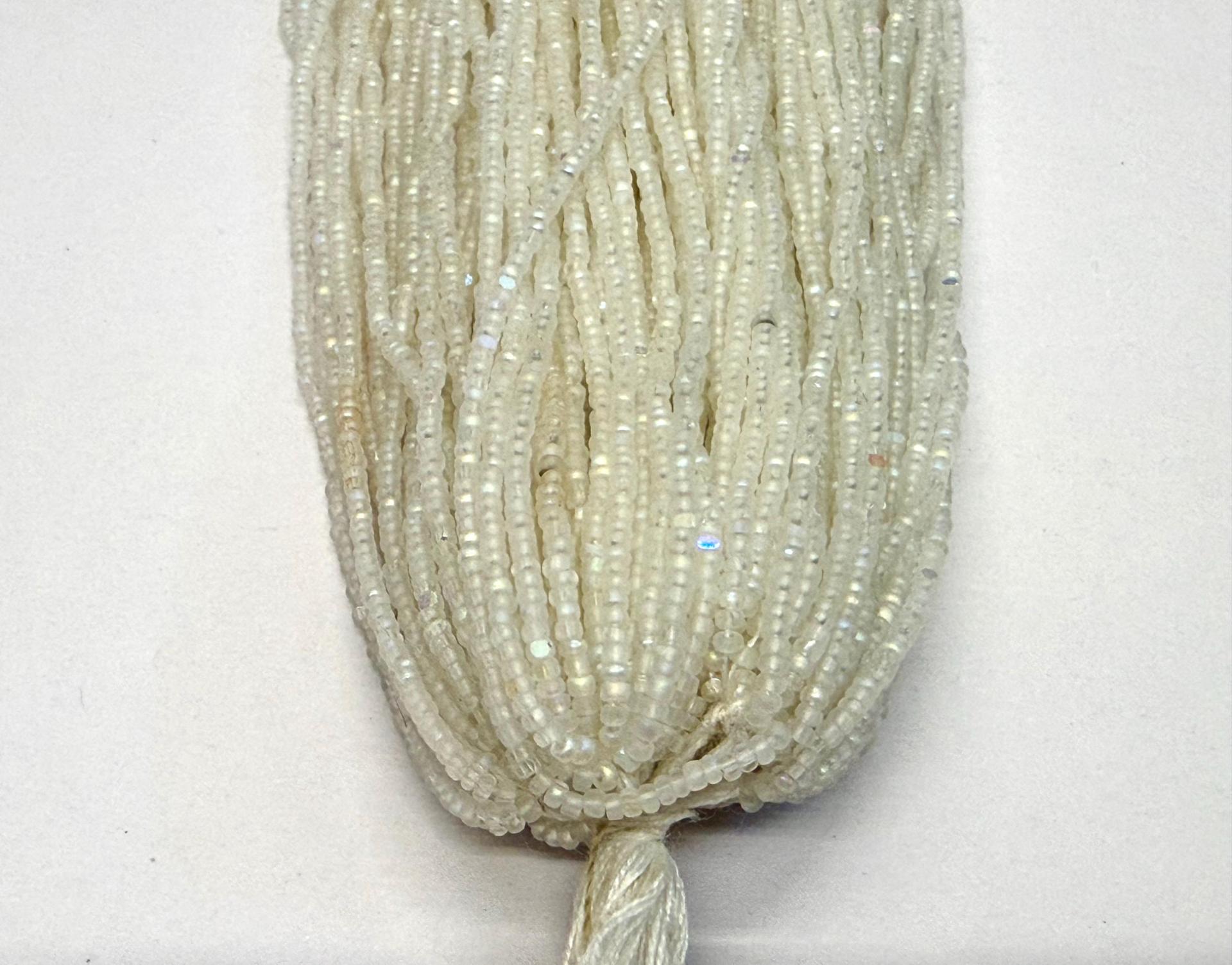 13/0 Charlotte Cut Glass Beads, Patina Matt Crystal Aurore Boreale, Native Jewelry Supply