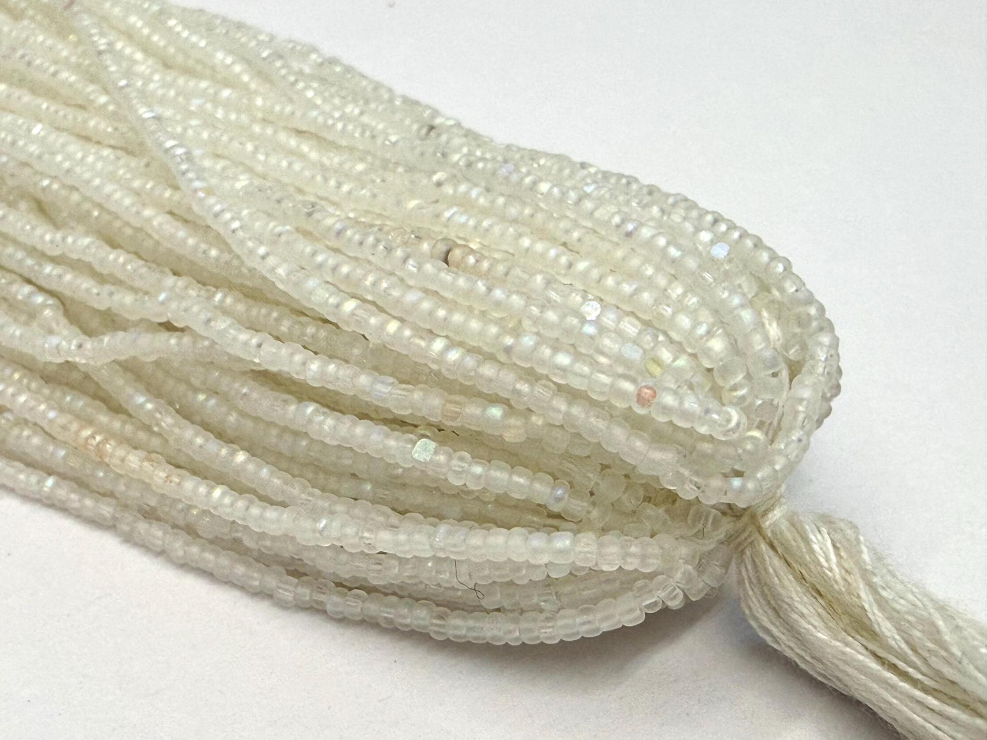 13/0 Charlotte Cut Glass Beads, Patina Matt Crystal Aurore Boreale, Native Jewelry Supply