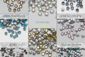 20ss Clear Flatback Swarovski Rose Montees, 5mm Silver Plated Mounted Rose Montees in colors sewon embroidery materials tailoring wedding