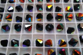 6/8 MM Jet Aurore Boreale Swarovski Bicone 16 Cuts 6/12/24/36/72/144/288 Pieces (280)