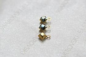 Swarovski 4mm fancy stone square setting drop one loop in Jet Hematite 6/12/36/144/720 Pieces jewelry supplies in Brass/Vintage Black