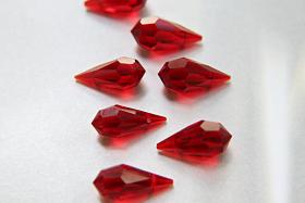 Vintage Czech Siam crystal Drops 18 x 9 MM Fancy Crystal drops 3/12/36 Pieces