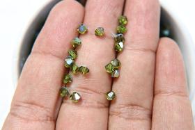 4mm Swarovski Olivine AB Bicones beads rainbow 36/72/144/432/720 Pieces (228) rainbow beads, jewelry making, couture embellishments
