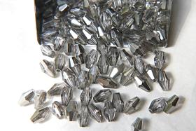 Swarovski 5205 7x5mm Crystal Elongated Bicone in Silver Night 20/72/144/432/1000 Pieces jewelry making Vintage beads, jewelry making