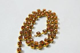 18ss Swarovski Rhinestone Chain in Crystal Copper 0.5/1/2/5 Meters Bridal Supplies, Jewelry Making, vintage findings, embroidery materials