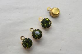 Olivine Swarovski Crystal Drop, Brass Setting (6mm, 28ss)