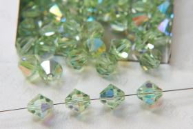 9 MM Vintage Chrysolite Aurore Boreale Swarovski Bicone Beads 12/36/72/144/288 Pieces Haute couture embellishments, premium beads, vintage