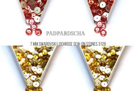 7 MM Swarovski Padpardscha / Light Topaz Xillion Lochrose Sew-on STONES 3128 12/24/36/72/144 Pieces, embroidery materials, wedding