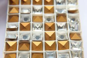 10mm Crystal Clear Square Rhinestones Vintage Swarovski 4400 Gold Foil Pointed Back 2/6/12/36 Pieces fancy stones, jewelry making, craft