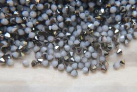 White Alabaster Metallic Silver (4mm) Swarovski Bicone beads 36/72/144/432/720Pieces craft supplies, love beads, vintage findings