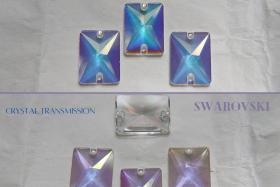 Swarovski 3250 Square Sew-On 18mm Rectangle in Aurore Boreale/Crystal Transmission, embroidery, 2/6/12/24 pieces bridal decorations