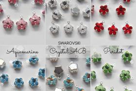 SWAROVSKI 4744 DAISY RHINESTONE in drop setting silver plated 10mm jewelry supplies pendant