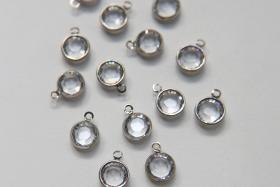 4 Vintage Swarovski 8mm (39ss) Crystal Channel Charms drop dangle one loop jewelry supplies