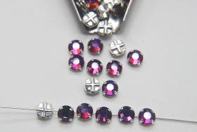 34ss Clear Vintage Flatback Swarovski Crystal Volcano Rose Montees 8 mm Silver Plated Mounted Rose Montees sewon embroidery materials