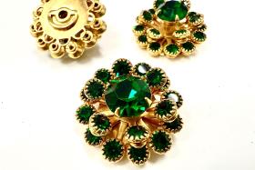 22 mm Vintage Gold plated in Emerald Swarovski Embellishment DIY Supplies wedding decorations