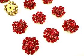 16mm Vintage brass Swarovski Flower Design Light Siam crystal Embellishment DIY Supplies wedding decorations