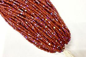 11/0 Hanks Charlotte true Cut Beads Patina Burnt Rust Opaque Aurore Boreale