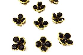 16mm Vintage brass Swarovski Flower Design in Black Embellishment DIY Supplies wedding decorations