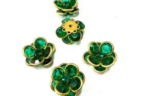 18 mm Vintage brass Emerald Swarovski Brooch Embellishment DIY Supplies wedding decorations