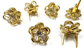 16mm Vintage gold plated brooch Swarovski Flower Design in Crystal Embellishment DIY Supplies wedding decorations