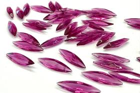 Swarovski Fuchsia Unfoiled Navette Crystals, 15x4mm, Gold Foil Back, Jewelry Making
