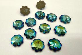 Vintage 14mm Swarovski Flower Rhinestones, Sahara, Foiled Flat Back