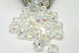 6/0 Charlotte Cut Glass Beads, Patina Chalk White Aurore Boreale, Jewelry Supply