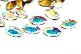 Vintage Swarovski Crystal Aurore Boreale Navette Stones, 10x5 mm, Jewelry Making Supplies