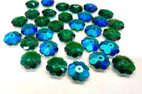10mm Swarovski Emerald AB Flower Sew-on Stone