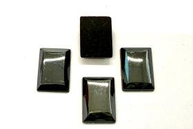 Vintage Czech Crystal Rectangle Stones, Faceted Dome Back (14x10 mm)