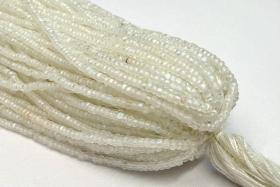 13/0 Charlotte Cut Glass Beads, Patina Matt Crystal Aurore Boreale, Native Jewelry Supply
