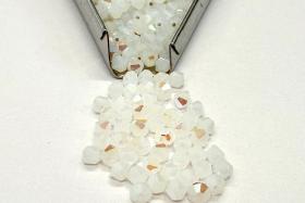 4mm White Alabaster Swarovski Bicone Beads, 1X Aurore Boreale
