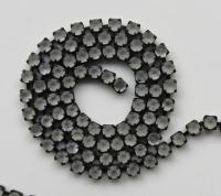16 SS Rhinestone Chain Vintage Glass Crystal Frosted Antique Black Plated 4mm 1/2/5/15 Meters , decoration, antique