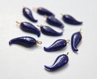 Vintage styled Chili Handmade Dangle in glass 25 mm long in Opaque Royal Blue (6 pieces)