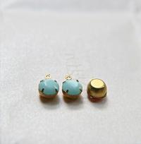 Swarovski 7mm Round setting drop one loop in Mint Alabaster 34ss (397) 6/12/24/100/300 Pieces jewelry supplies in Brass/Vintage Black