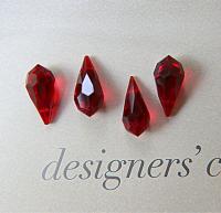 Vintage Czech Siam crystal Drops 18 x 9 MM Fancy Crystal drops 3/12/36 Pieces