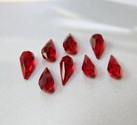 Vintage Czech Siam crystal Drops 18 x 9 MM Fancy Crystal drops 3/12/36 Pieces