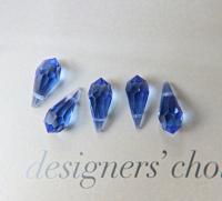 Vintage Czech Sapphire crystal Drops 18x9 MM Fancy Crystal drops 3/12/36 Pieces