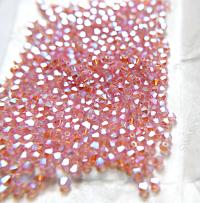 Swarovski (4mm) Light Rose AB 2X FC Bicones Beads 36/72/144/432/720 Pieces (223) rainbow beads, embroidery materials, jewelry making