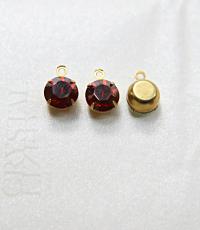 Swarovski 7mm Round setting drop one loop in Crystal Red Magma 34ss 6/12/24/100/300 Pieces jewelry supplies in Brass/Vintage Black
